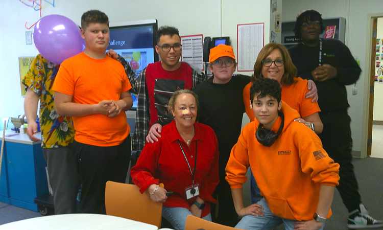 Staff and students wearing orange for ADHD Awareness.